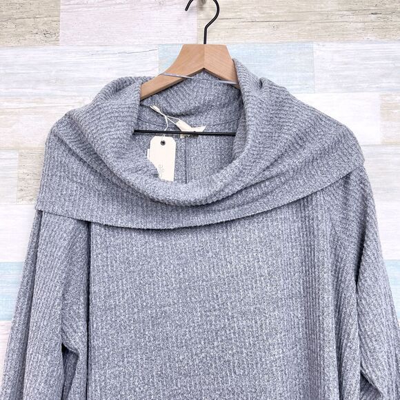GREIGE Soft Ribbed Cowl Neck Dress Gray Lounge Comfort Womens Plus Size 2X - Picture 2 of 7